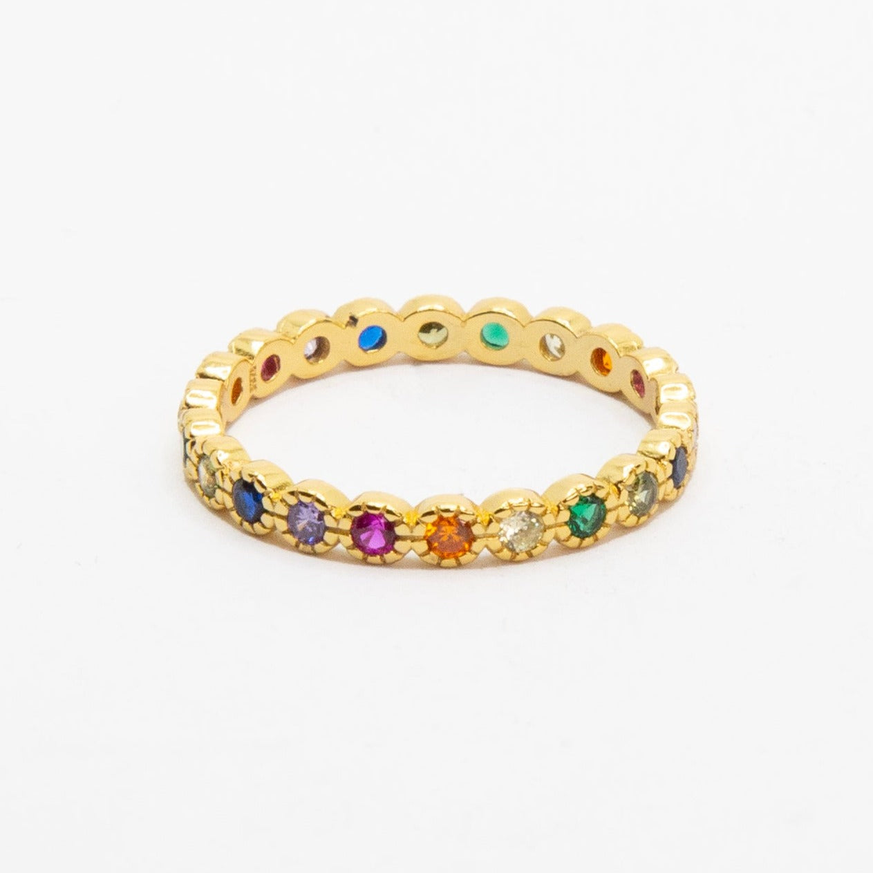 Anillo oro con circonitas de colores